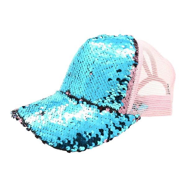 Sequin Mesh Back High Ponytail C.c Ball Cap – Madeline Love display picture 1