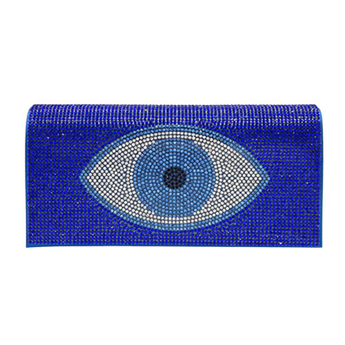Blue This Shimmery Evil Eye Evening Clutch Crossbody Bag will add a touch of glamour to any night out. The spacious interior makes this bag functional while still being fashionable. Perfect gift ideas for a birthday, holiday, Christmas, anniversary, Valentine's Day, or any special occasion. Regalo Navidad, Regalo Cumpleanos