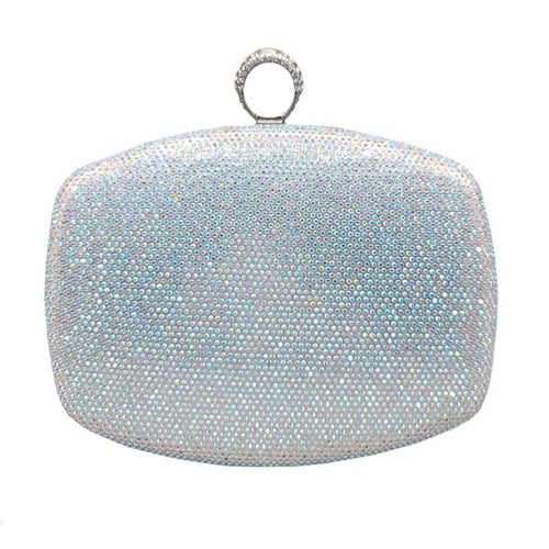 Shimmery Evening Clutch Bag Clasp Closure - ABSilver