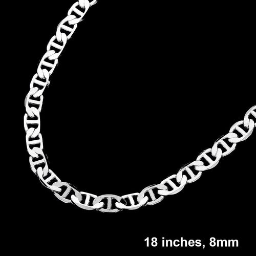 Collar de cadena de metal estilo marinero de 18 pulgadas y 8 mm bañado en plata - Rodio