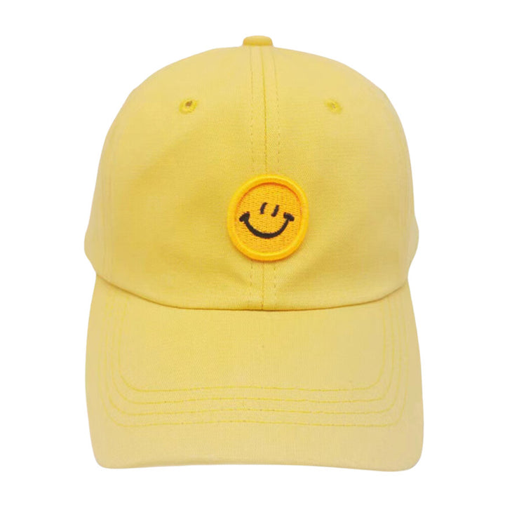 Ready for action in the sunshine, this Smile Accented Yellow Baseball Cap will keep you cool like a cucumber! Keep the sun off your face and your style on point with this sturdy and adjustable cotton cap! Get your sunny day swag on with this rockin' headgear! Perfect Birthday gift, Anniversary, Valentine's Day gift.