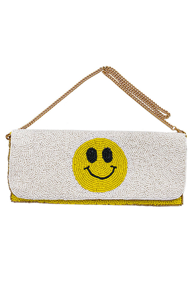 Smile Face Glass Beads Clutch is a finely crafted accessory that blends playful charm with expert design. Featuring a detailed smiley face pattern made from high-quality glass beads, this clutch offers a distinctive look that enhances any outfit. Its compact and sturdy construction ensures practicality and style, making it a perfect choice for both casual and formal occasions. This piece exemplifies meticulous craftsmanship and adds a unique, cheerful touch to your ensemble.