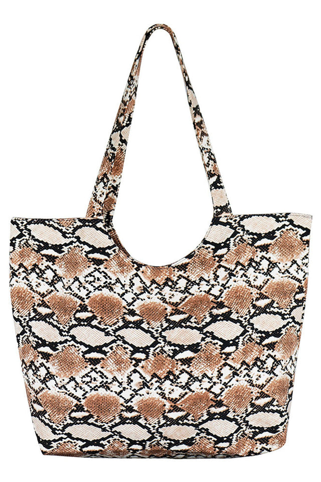 Snake Print Tote Bag combines bold design with practical functionality. Crafted from durable materials, it offers ample space for your essentials while maintaining a sleek, structured silhouette. The distinctive snake print adds a refined, contemporary touch, making it a versatile accessory for both professional and casual settings. Ideal for those seeking a statement piece that balances style and everyday usability.