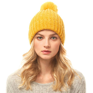 Soft Cozy Mustard Chenille Pom Pom Hat Beanie Knit Beanie Winter Hat, before running out the door into this cold weather, reach for this classic toasty hat to keep you incredibly warm, the autumnal touch finish your outfit. Perfect Birthday Gift, Christmas Gift, Regalo Navidad, Regalo Cumpleanos, Anniversary Gift, Secret Santa