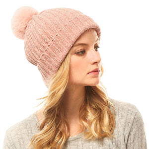 Soft Cozy Pink Chenille Pom Pom Hat Beanie Knit Beanie Winter Hat, before running out the door into this cold weather, reach for this classic toasty hat to keep you incredibly warm, the autumnal touch finish your outfit. Perfect Birthday Gift, Christmas Gift, Regalo Navidad, Regalo Cumpleanos, Anniversary Gift, Secret Santa