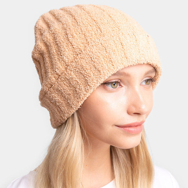 Camel Soft Solid Knit Beanie Hat