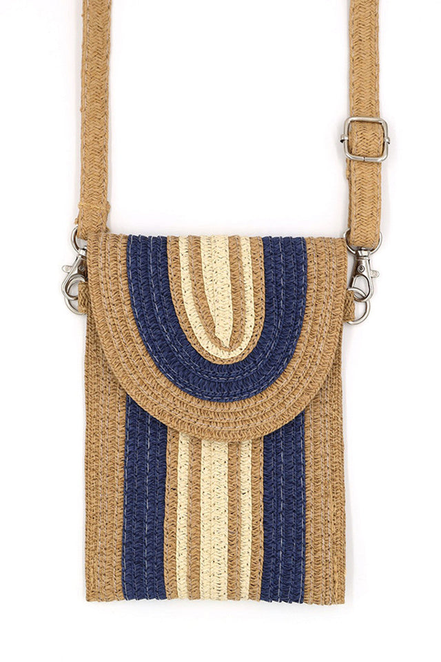 Navy Striped Pattern Straw Cellphone Crossbody Bag offers a refined blend of natural texture and modern design. Made from high-quality straw, it features a distinctive striped pattern that adds visual interest while maintaining a lightweight profile. Designed specifically to hold your cellphone and essentials securely, its crossbody strap ensures comfortable, hands-free wear. This bag is an excellent choice for those seeking a practical yet stylish accessory for daily use or travel.