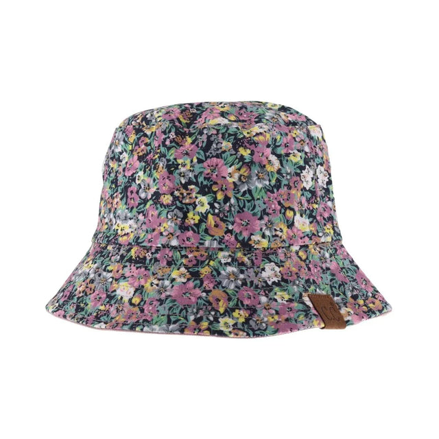 Navy Tiny Floral Print Reversible C.C Bucket Hat offers versatile style with its reversible design, featuring a delicate floral pattern on one side and a solid color on the other. Crafted for comfort and durability, this hat provides reliable sun protection while enhancing your outfit with a subtle, expert touch of fashion-forward detail. Ideal for those seeking both function and refined aesthetics in their headwear.