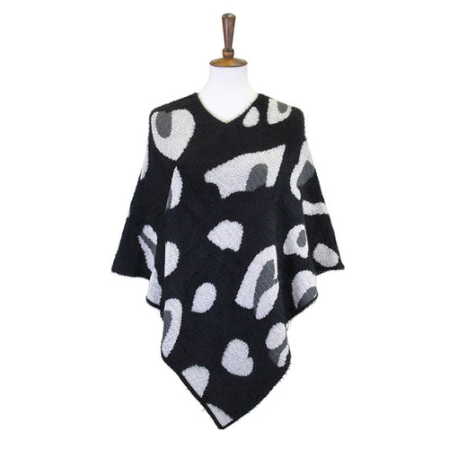 Poncho suave con estampado de leopardo de moda y tendencia - Negro