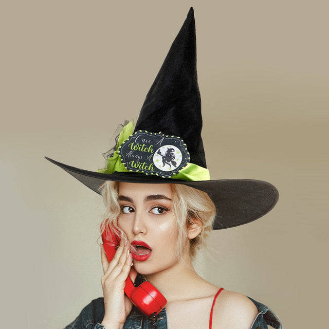 Green Trick Or Treat Message Halloween Witch Hat