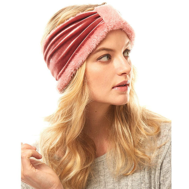 Velvet Knotted Earmuff Faux Fur Earmuff Headband Ear Warmer - Earmuffs