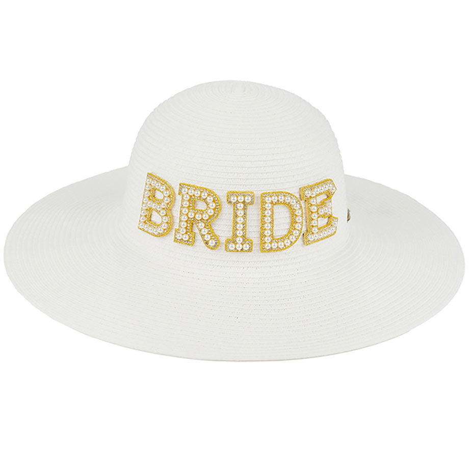 White C.C Bride & Squad Pearls Wide Brim Sun Hat, keep your styles on even when you are participating in the bride squad at weddings. Large, comfortable, and perfect for keeping the sun off of your face, neck, and shoulders. These beautiful bride & squad pearls wide-brim sun hats will be perfect for any wedding ceremony.