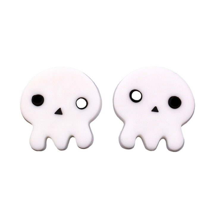 White-Polymer Clay Skull Stud Earrings are handcrafted for a unique and stylish accessory. Made from high-quality polymer clay, these earrings are lightweight and comfortable to wear. Perfect for adding a touch of edge to any outfit. 