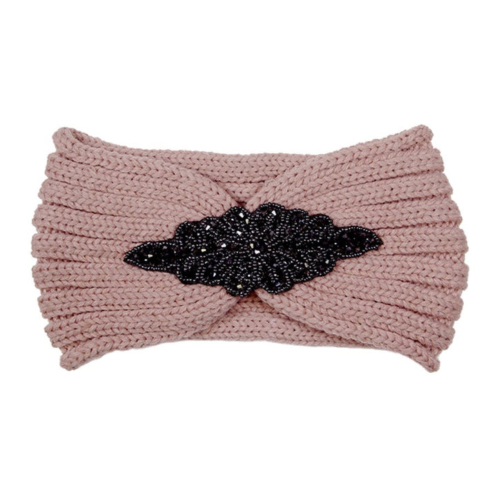 Embellished Beaded Flower Applique Cable Knit Headband Earmuff Ear Warmer can be worn centered or to the side, will shield your ears from cold winter weather. Earband is soft, comfy & warm, adds a trendy style to your look while protecting you of the cold winds, keeps you toasty. Pink, Black, Ivory, Gray; 100% Acrylic 