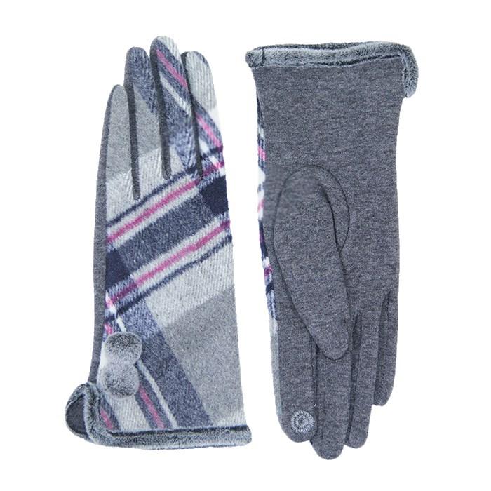 Cozy Faux Fur Trim Gloves Gray Plaid Gloves Pom Decor Gloves Smart Touch, trendy, warm & comfy plaid pattern exactly what you need to spice up your outfit. Stretch for comfort and flexability. Tech-friendly at the index fingertips, Ideal for touchscreens, swipe away! Perfect Gift Birthday, Holiday, Christmas, Anniversary...