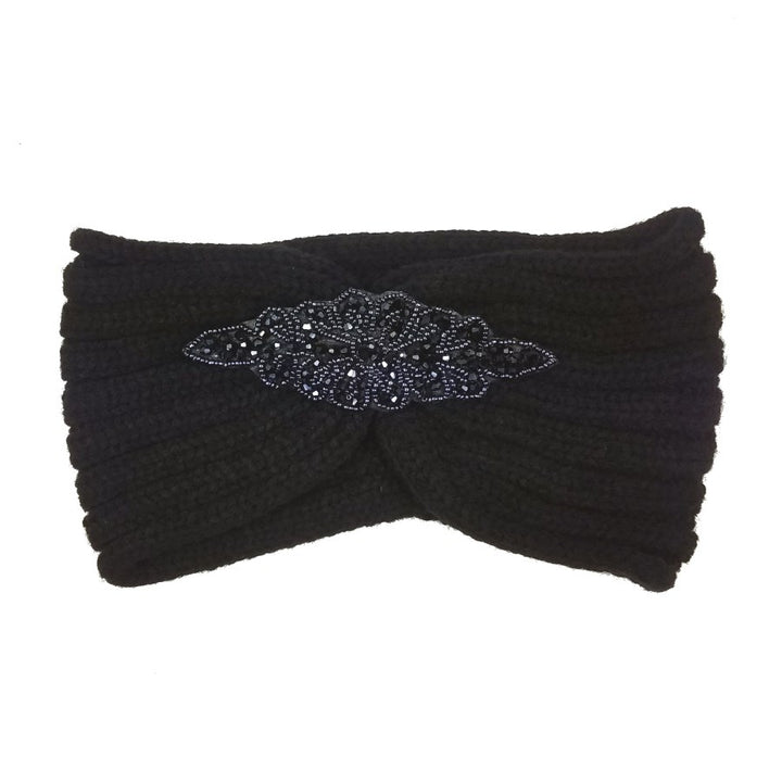 Embellished Beaded Flower Applique Cable Knit Headband Earmuff Ear Warmer can be worn centered or to the side, will shield your ears from cold winter weather. Earband is soft, comfy & warm, adds a trendy style to your look while protecting you of the cold winds, keeps you toasty. Pink, Black, Ivory, Gray; 100% Acrylic 