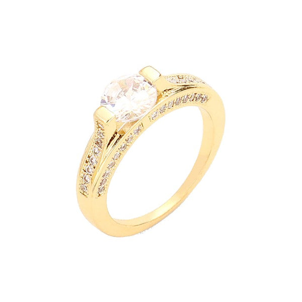 Cubic Zirconia Solitaire Ring CZ Clear Stone Ring CZ Gold Dipped Ring, undoubtedly the most classic cut, the round cut styles are coveted for their versatility and breathtaking brilliance. If you prefer timeless glamour, this cut is meant for you; Perfect Gift Birthday, Christmas, Holiday, Anniversary, Valentine's Day