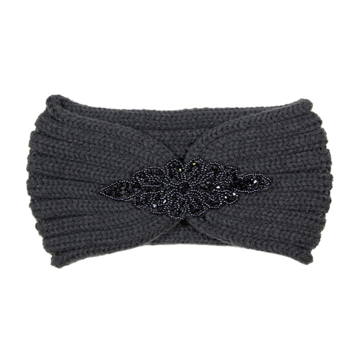 Embellished Beaded Flower Applique Cable Knit Headband Earmuff Ear Warmer can be worn centered or to the side, will shield your ears from cold winter weather. Earband is soft, comfy & warm, adds a trendy style to your look while protecting you of the cold winds, keeps you toasty. Pink, Black, Ivory, Gray; 100% Acrylic 