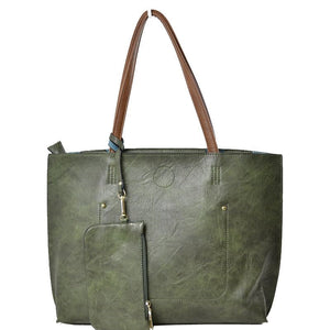 Olive Thea Soft PU Vegan Leather 2 in 1 Tote Crossbody Handbag with Detachable Wristler Coin Purse, Best Seller Tote, Handbag has plenty of room to fit all your items, available in a few colors. Handbag also comes with a removable insert bag that doubles as lining to the bag, or can be removed and worn as a crossbody bag. This 2 in 1 tote bag is just what the boss lady needs!