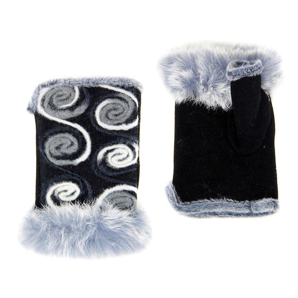 Black MultiColor Embroidery Fingerless Gloves Faux Fur Wrist Fingerless Gloves, gives your look so much eye-catching texture adorned Faux Fur cuffs, very fashionable, attractive, cute looking in winter season, comfy mitts will allow you to use your phone easily. Perfect Gift Birthday, Holiday, Christmas, Anniversary, etc