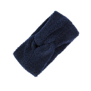 Fluffy Solid Navy Sherpa Fleece Earmuff Navy Sherpa Fleece Headband Ear Warmer, soft & fuzzy ear warmer will shield your ears from cold weather ensuring all day comfort, twisted headband creates a cozy, classic look, specially for those who don't like hats. Perfect Gift Birthday, Holiday, Christmas, Night Out, Walk to Work, etc
