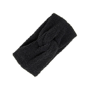 Fluffy Solid Black Sherpa Fleece Earmuff Black Sherpa Fleece Headband Ear Warmer, soft & fuzzy ear warmer will shield your ears from cold weather ensuring all day comfort, twisted headband creates a cozy, classic look, specially for those who don't like hats. Perfect Gift Birthday, Holiday, Christmas, Night Out, Walk to Work, etc