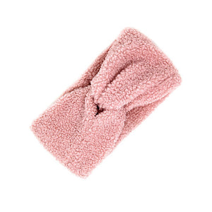 Fluffy Solid Pink Sherpa Fleece Earmuff Pink Sherpa Fleece Headband Ear Warmer, soft & fuzzy ear warmer will shield your ears from cold weather ensuring all day comfort, twisted headband creates a cozy, classic look, specially for those who don't like hats. Perfect Gift Birthday, Holiday, Christmas, Night Out, Walk to Work, etc