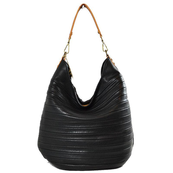 Best Seller - Vegan Long-lasting Striped Patch Faux Leather Shoulder Bag Hobo Tote, largely spaced, keep your essentials safe while having standout style, classic, you can take it to a school, work or a day trip, simple sophistication, coordinate with any ensemble from business casual to everyday wear. Perfect Gift for her