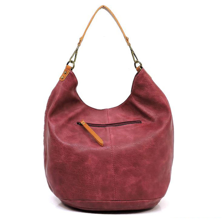 Best Seller - Vegan Long-lasting Striped Patch Faux Leather Shoulder Bag Hobo Tote, largely spaced, keep your essentials safe while having standout style, classic, you can take it to a school, work or a day trip, simple sophistication, coordinate with any ensemble from business casual to everyday wear. Perfect Gift for her