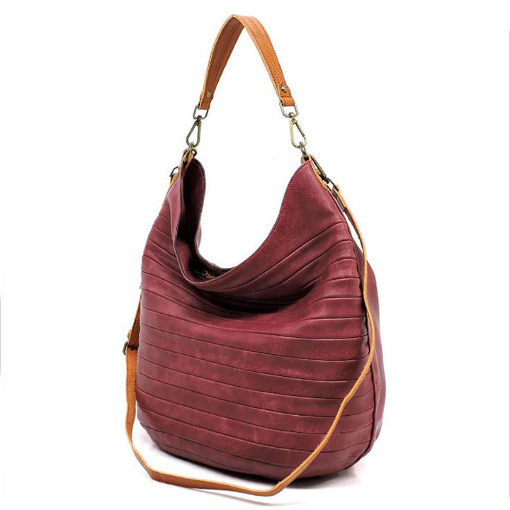 Best Seller - Vegan Long-lasting Striped Patch Faux Leather Shoulder Bag Hobo Tote, largely spaced, keep your essentials safe while having standout style, classic, you can take it to a school, work or a day trip, simple sophistication, coordinate with any ensemble from business casual to everyday wear. Perfect Gift for her