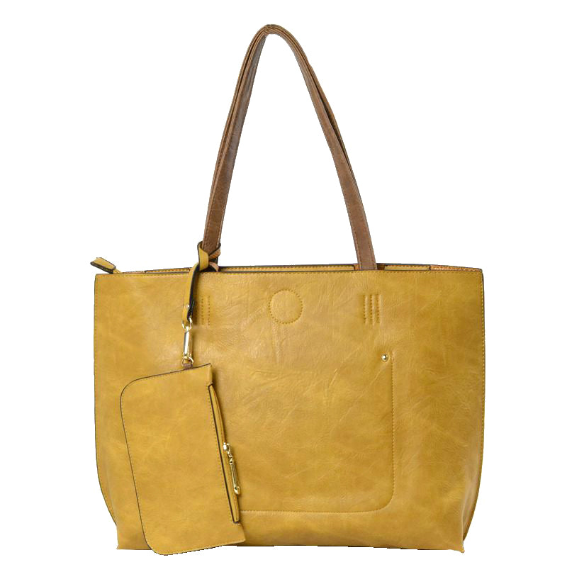 Mustard Thea Soft PU Vegan Leather 2 in 1 Tote Crossbody Handbag with Detachable Wristler Coin Purse, Best Seller Tote, Handbag has plenty of room to fit all your items, available in a few colors. Handbag also comes with a removable insert bag that doubles as lining to the bag, or can be removed and worn as a crossbody bag. This 2 in 1 tote bag is just what the boss lady needs!