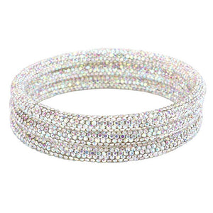 AB 3PCS Rhinestone Pave Bangle Layered Bracelets, The sparkly Rhinestone bangle Bracelets set featuring made of rubber and Rhinestone dust inlaid. It looks so pretty, brightly and elegant. This Circle Rhinestone Wristband Bracelets designed in simple type is a trendy fashion statement, These Layer Bracelets bangle are perfect for any occasion whether formal or casual or for going to a party or special occasions. Perfect gift for birthday, Valentine’s Day, Party, Prom.