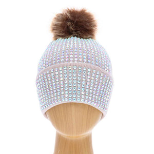 AB Double Layer Bedazzled Cuffed Pom Pom Beanie Hat, Before running out the door into the cool air, you’ll want to reach for this toasty beanie to keep you incredibly warm. Whenever you wear this beanie hat, you'll look like the ultimate fashionista. Accessorize the fun way with this double layer pom pom hat which gives you the autumnal touch that you need to finish your outfit in style. Perfect Gift for Birthdays, Christmas, holidays, anniversaries, Valentine’s Day, etc.