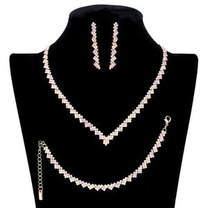 AB Gold 3PCS Rhinestone Pave Necklace Jewelry Set. These gorgeous rhinestone pieces will show your class in any special occasion. The elegance of these Stone goes unmatched, great for wearing at a party! . Perfect for adding just the right amount of glamour and sophistication to important occasions. These classy marquise necklaces are perfect for Party, Wedding and Evening. Awesome gift for birthday, Anniversary, Valentine’s Day or any special occasion.