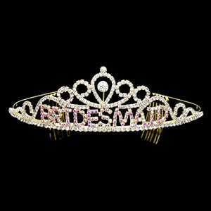AB Gold Bridesmaid Rhinestone Pave Party Tiara. This elegant rhinestone design, makes you more charm. A stunning bridesmaid Tiara that can be a perfect Bridal Headpiece. This tiara features precious stones and an artistic design. This hair accessory is really beautiful, Pretty and lightweight. Makes You More Eye-catching at events and wherever you go. Suitable for Wedding, Engagement, Birthday Party, Any Occasion You Want to Be More Charming.
