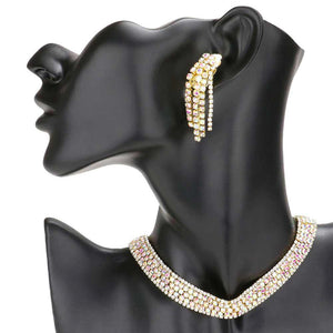 AB Gold Bubble Crystal Choker Necklace & Clip Earring Set, these gorgeous crystal jewelry sets will show your class on any special occasion. The elegance of this crystal necklace goes unmatched, great for wearing at a party! Perfect for adding just the right amount of shimmer & shine and a touch of class everywhere. 