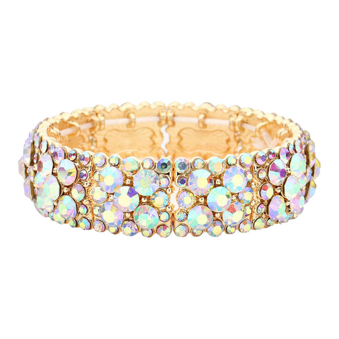 AB Gold Bubble Stone Cluster Stretch Evening Bracelet, Get ready with these Magnetic Bracelet, put on a pop of color to complete your ensemble. Perfect for adding just the right amount of shimmer & shine and a touch of class to special events. Perfect Birthday Gift, Anniversary Gift, Mother's Day Gift, Graduation Gift.