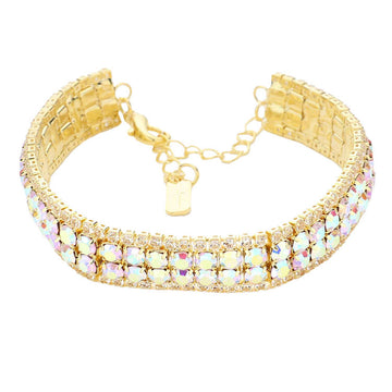 AB Gold Bubble Stone Evening Bracelet. With its elegant design, this bracelet adds a feminine accent to any style. Pair it with your casual or formal attire. Get ready with these bright stunning evening bracelets, put on a pop of shine to complete your ensemble. These Bubble Stone bracelets are perfect for Party, Wedding and Evening.