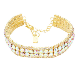 AB Gold Bubble Stone Evening Bracelet. With its elegant design, this bracelet adds a feminine accent to any style. Pair it with your casual or formal attire. Get ready with these bright stunning evening bracelets, put on a pop of shine to complete your ensemble. These Bubble Stone bracelets are perfect for Party, Wedding and Evening.