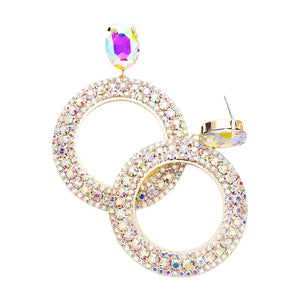 AB old Crystal Rhinestone Open Circle Dangle Evening Earrings, beautifully crafted design adds a gorgeous glow to any outfit at any time and any place with a perfect and attractive look. Earrings that fit your lifestyle in a unique style! Perfect gift for Birthday, Anniversary, Mother's Day, Thank you, etc. to your friends, family, and acquaintances. Enjoy the moments with beauty!