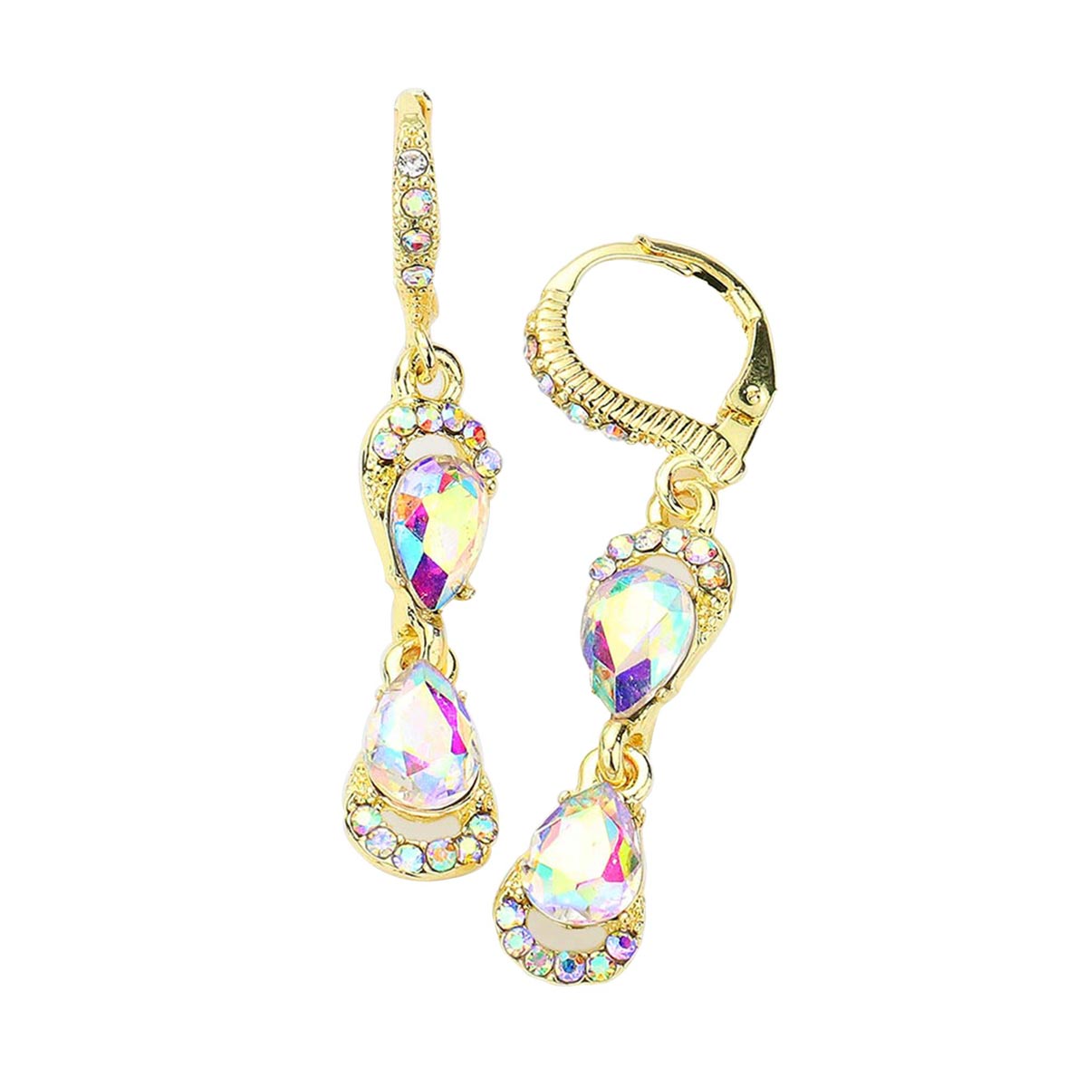 AB-Gold- Double Teardrop Stone Link Dangle Lever Back Evening Earrings, Wear a pop of shine to complete your ensemble with a classy style. The perfect accessory for adding just the right amount of shimmer and a touch of class to special events. Jewelry that fits your lifestyle and makes your moments awesome! They will dangle on your earlobes & bring a smile of joy to those who look at you.