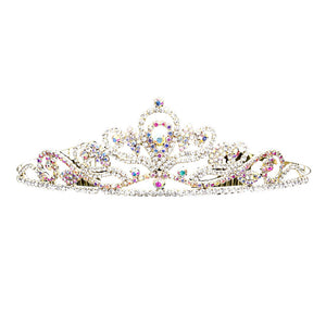 AB Gold Elegant Wedding Bubble Stone Princess Tiara. Perfect for adding just the right amount of shimmer & shine, will add a touch of class, beauty and style to your wedding, prom, special events, embellished glass crystal to keep your hair sparkling all day & all night long.