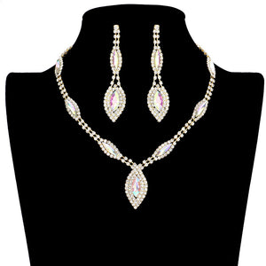 AB Gold Trendy Marquise Stone Accented Rhinestone Necklace, get ready with this rhinestone necklace to receive the best compliments on any special occasion. Put on a pop of color to complete your ensemble and make you stand out on special occasions. Awesome gift for anniversaries, Valentine’s Day, or any special occasion.