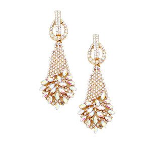 AB Gold Marquise Stone Cluster Accented Evening Earrings, put on a pop of color to complete your ensemble. Perfect for adding just the right amount of shimmer & shine and a touch of class to special events. Perfect Birthday Gift, Anniversary Gift, Mother's Day Gift, Graduation Gift.