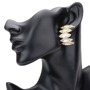 AB Gold Marquise Stone Cluster Half Hoop Evening Earrings, put on a pop of color to complete your ensemble. Beautifully crafted design adds a gorgeous glow to any outfit Perfect for adding just the right amount of shimmer & shine . Perfect Birthday Gift, Anniversary Gift, Mother's Day Gift, Graduation Gift.