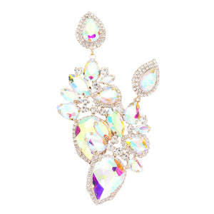 AB Gold Marquise Teardrop Stone Cluster Dangle Evening Earrings, put on a pop of color to complete your ensemble. Perfect for adding just the right amount of shimmer & shine and a touch of class to special events. Perfect Birthday Gift, Anniversary Gift, Mother's Day Gift, Graduation Gift.