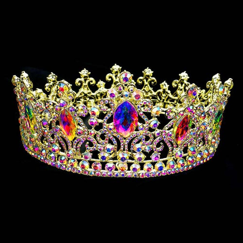 Tiara de desfile con corona ovalada y detalles de cristal - ABGold