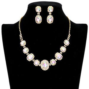 AB Gold Oval Stone Accented Rhinestone Trimmed Necklace, These gorgeous Rhinestone pieces will show your class in any special occasion. Designed to accent the neckline, a fashion faithful, adds a gorgeous stylish glow to any outfit style, jewelry that fits your lifestyle! Suitable for wear Party, Wedding, Date Night or any special events. Perfect gift for Birthday, Anniversary, Valentine’s Day gift or any special occasion.