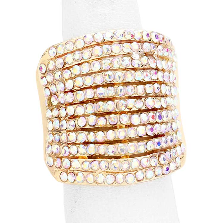 Rhinestone Pave Multi Row Stretch Ring – Madeline Love