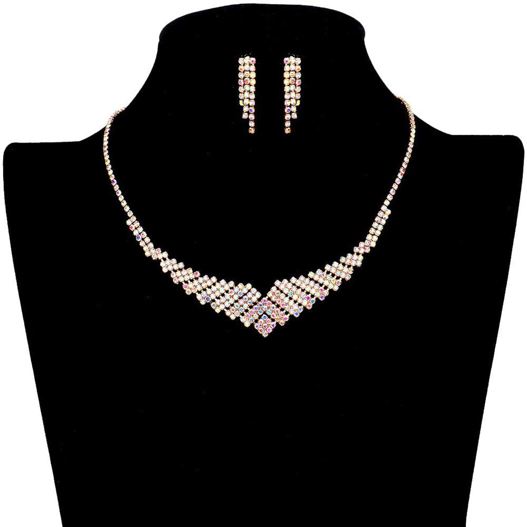 AB Silver Rhinestone Pave Necklace. Get ready with these Pave Necklace, put on a pop of color to complete your ensemble. Perfect for adding just the right amount of shimmer & shine and a touch of class to special events. Perfect Birthday Gift, Anniversary Gift, Mother's Day Gift, Graduation Gift